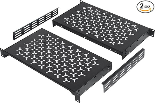 1U Rack Shelves (2-Pack), 2 PCS 10" Deep Cantilever, with Optional Joints to Combine as One Full Size Server Rack Shelf