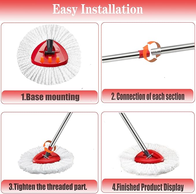 O-Cedar Spin Mop Replacement Head - 4 Refills, 30-58in Handle and Base Combo Set