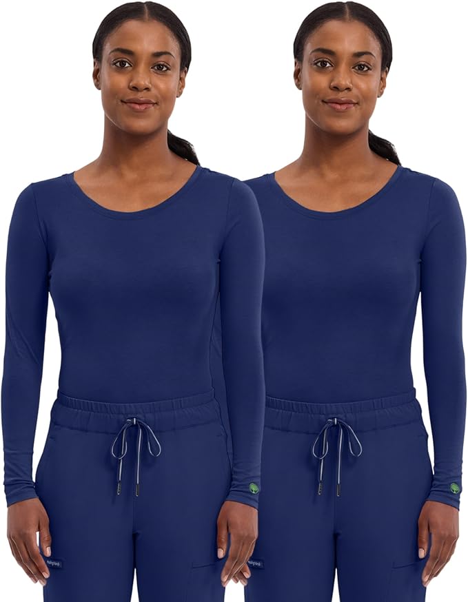 Healing Hands Underscrub Long Sleeve Women Knits Scrub Tops | Soft Cotton Blend Knit, Breathable Stretch Comfort, Machine Wash, Easy Care Fabric, Ideal For Layering Under Scrubs