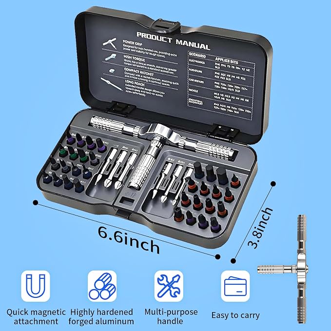 2026 New 42 in 1 Magnetic Screwdriver Set, DIY Ratchet Screwdriver Set with Detachable Handle, Portable Compact Repair Tool Kit for Furniture Laptop Electronicsv Bicycle