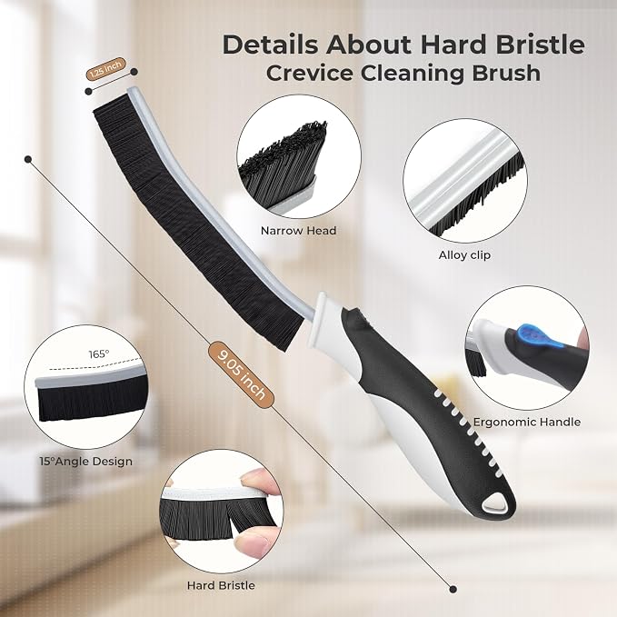 TQRR Cleaning Brush-Hard Crevice Cleaning Brushes, Multifunctional Window Groove Brushes, Grout Brush, Cleaning Tool for Bathroom, Kitchen, Toilet, Tile, Sink, Home (6, Black)