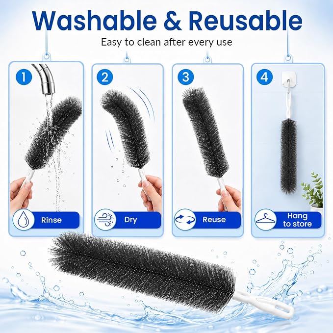 Fan Cleaning Brush, Bendable Dust Remover for AC Vent Grilles, Window Tracks, Keyboards and Narrow Spaces (6)