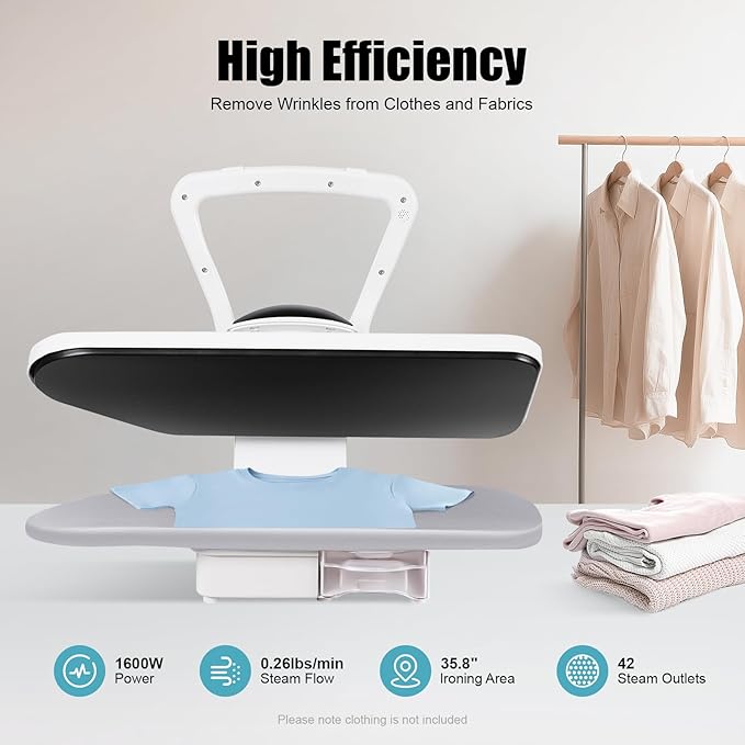 Intelligent Steam Press, 1600W Digital Steam Press Machine w/5 Fabric Settings&Touch Screen, Large 26" Ironing Pressing Equipment, Electric Pressing Machine for Home Use (White)