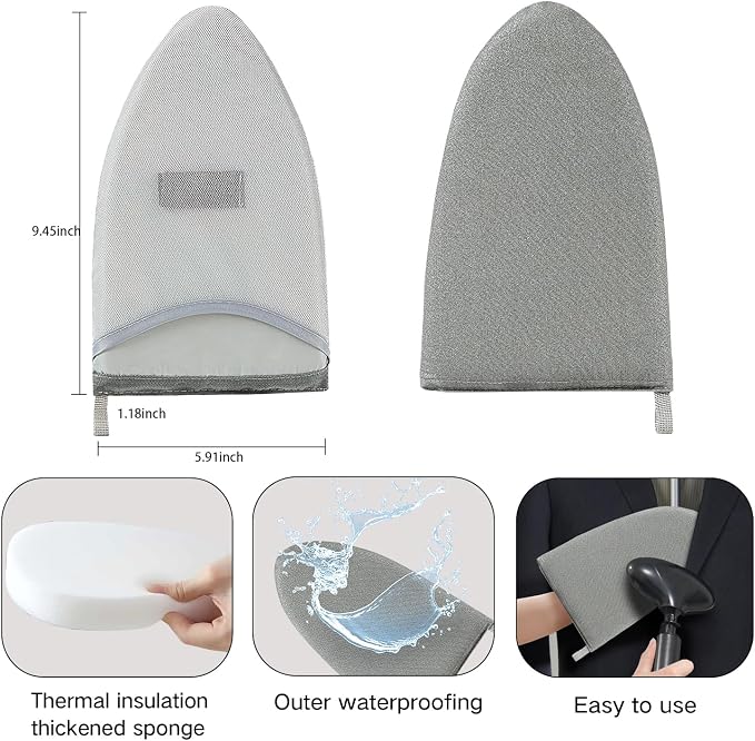 Garment Steamer Rack with Ironing Gloves | Foldable, height adjustable. Use as drying rack, gown display stand, or clothes hanger. Grey. For home, travel & daily use.