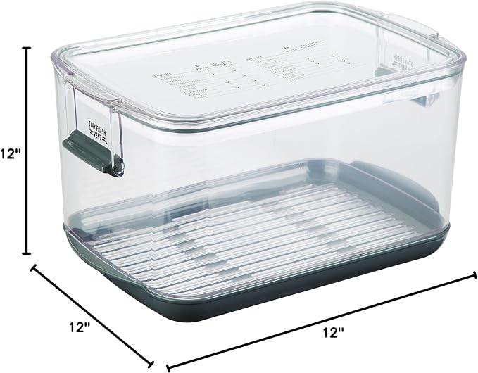 Progressive International Prepworks ProKeeper Food Fresh Produce Storage Container Set, 5- Piece, Clear Containers with Gray Sealed Tight Lids