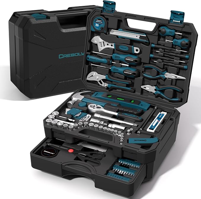 328 Piece Tool Kit For Home,Hand Repair Tool Set,Toolbox Storage Case with Drawer,General Household/Auto Tool Set,Perfect for Homeowner, DIY, Handyman (Blue and black)