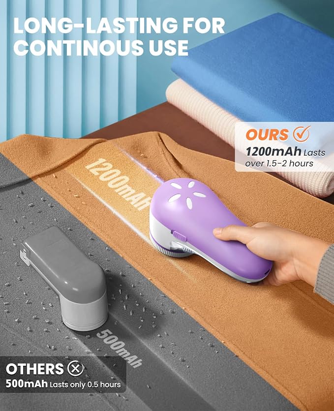 POPCHOSE Fabric Shaver, Lint Shaver with 6-Leaf Blade, Rechargeable | Lint Remover with Type-C Fast Charing Port, Sweater Defuzzer, Clothes Shaver for Couch, Furniture, Blanket, Remove Pilling