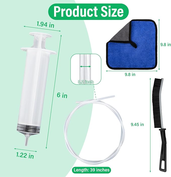 ecocstm Auto Sunroof Drain Cleaning Tool, 120 Inch Flexible Drain Brush, Sunroof Drain Cleaner with Pipe Cleaning Brush, Injector Hose and Crevice Brush, Cleaning Tool for Drains, Sewers, Windshields
