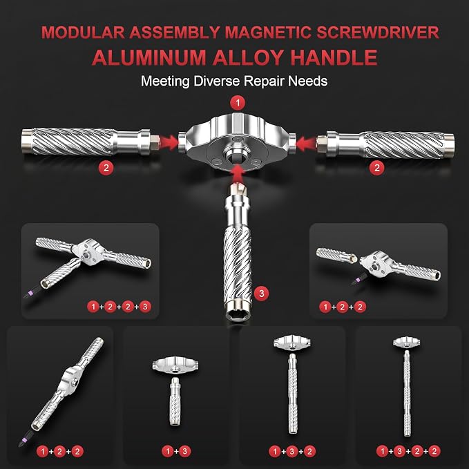 115-In-1 Magnetic Screwdriver Set Ratchet Screwdriver Set S2 Steel Drill Bits Multi-Functional Compact Repair Tool Kit Suitable for Furniture Precision Appliances Bicycles Ideal Gift for Men