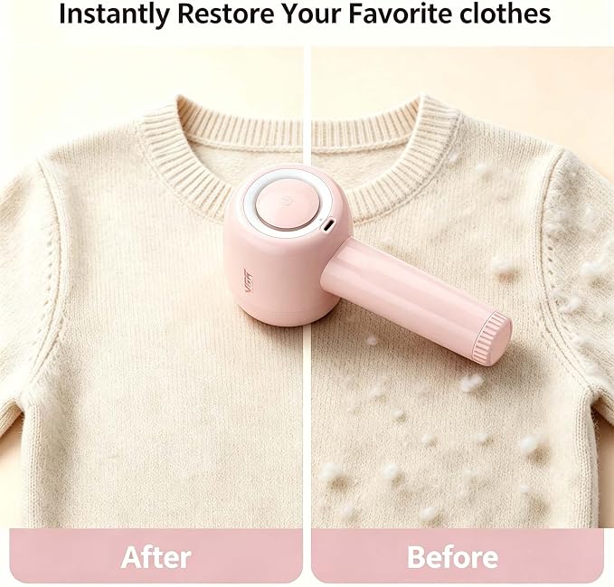 VGR 813 Rechargeable Fabric Shaver,6-Blade Lint Remover,Pink | Cordless Clothes Lint Remover for Sweaters, Blankets, Couch, at home or while traveling