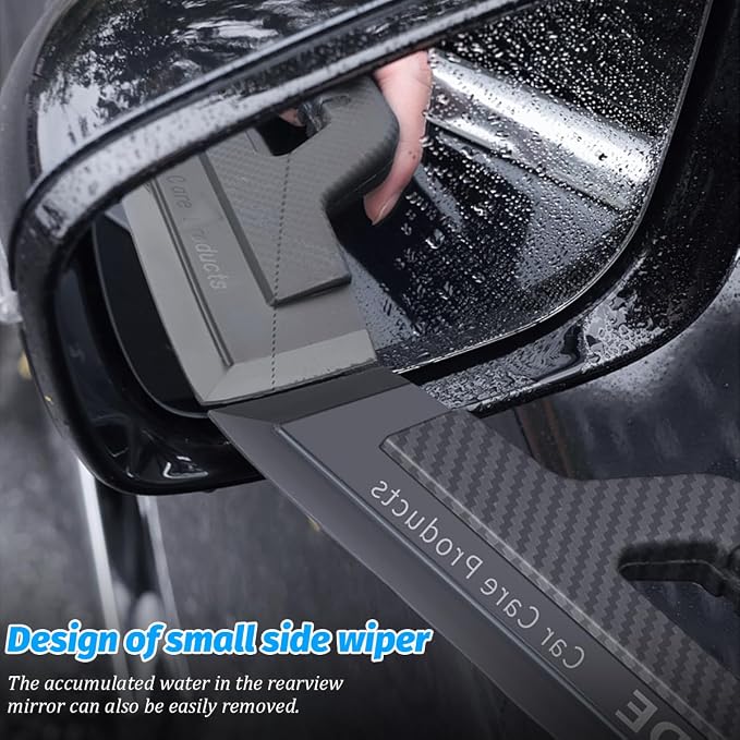 Car Window Squeegee, Soft Silicone 11.8 Inches Vehicle Cleaning Water Blade with Handle, One-Piece Auto Glass Water Wiper, Water Scraper Cleaner for Shower Doors Mirror, Drying Use