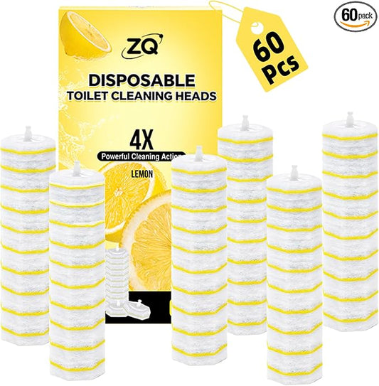 60 Count Toilet Wand Refills for Clorox and Most Named Wand, Lemon Scent | Disposable Toilet Brush Heads, Toilet Bowl Cleaner, Pre-Loaded Cleaning Formula, Lemon Scent, Bathroom Cleaning Supplies