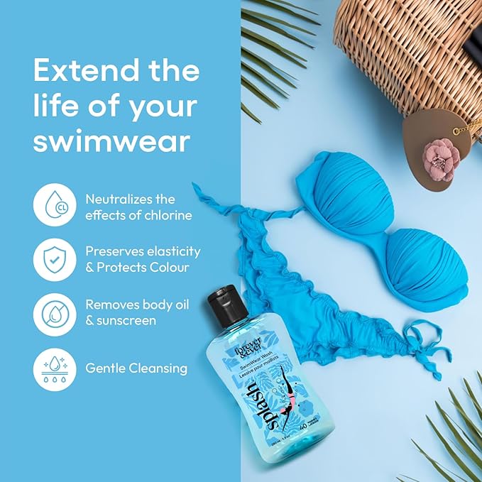 Splash Swimwear Natural Liquid Laundry Detergent, Wetsuit Cleaner - 9.5 oz | Chlorine-Neutralizing Swimsuit Wash Removes Chlorine, Salt & Sunscreen Buildup, with Gentle Plant-Based Care for Swimwear