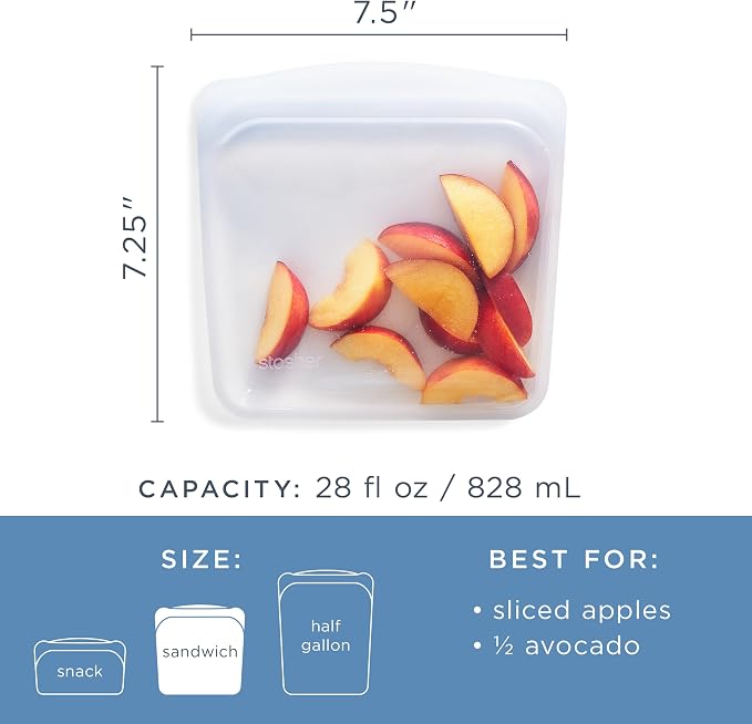 Stasher Premium Reusable Silicone Sandwich Bag, Deep Ocean, 28 oz | Food-Safe Silicone, Leak-Free, BPA-Free, Eco-Friendly, Freezer, Microwave, Dishwasher, Oven Safe, Meal Prep, Lunch Container