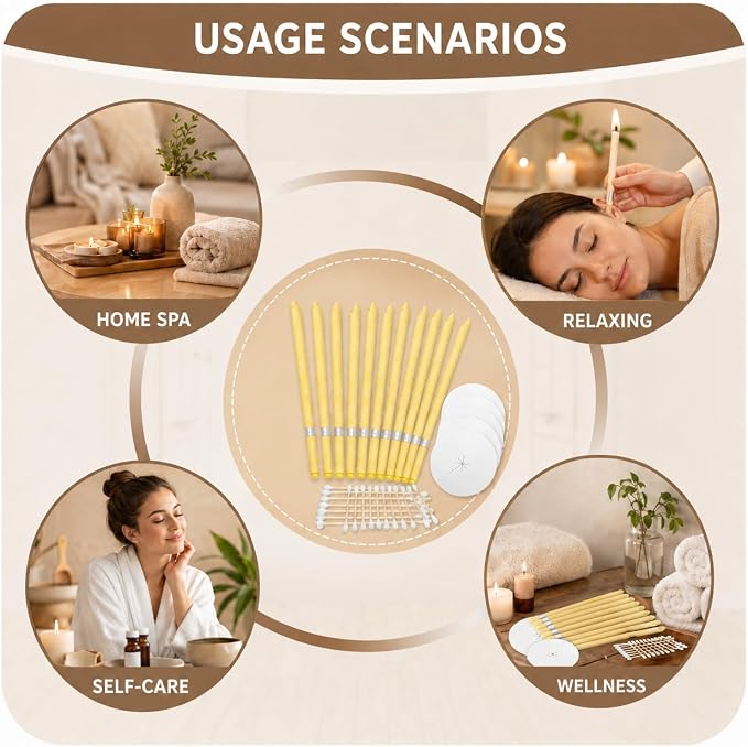 Ear Wax Removal Kit- Gentle Ear Cleaning Tool Set with Cotton Swabs, Spacers, Convenient to Use(10 PCS)