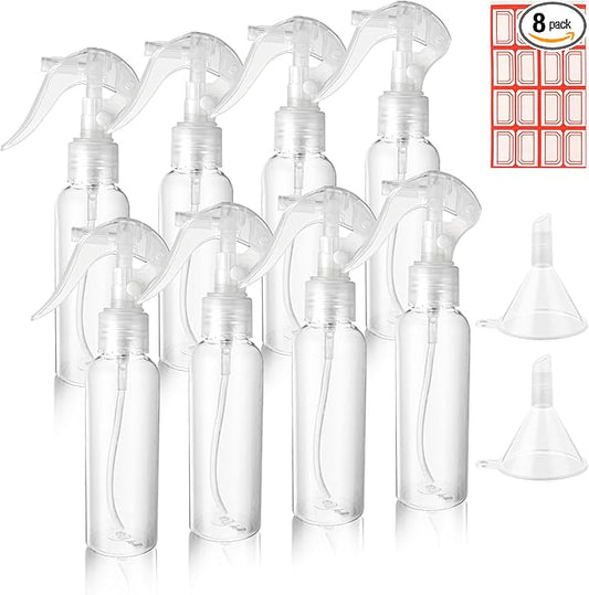 Molain 8Pcs Small Spray Bottles, No Leak And Clog Mister Spray Bottle, 3.5oz/100ml Empty Refillable Containers Reusable Liquid Container for Essential Oils Water Squirt
