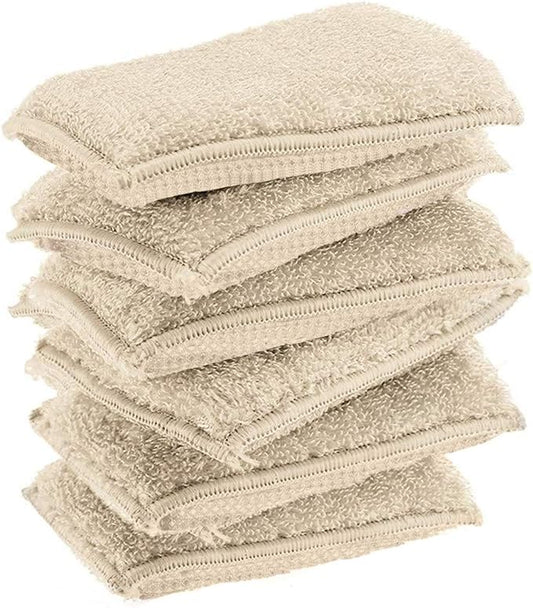 KMAKII Bamboo Kitchen Sponges Dish Sponges Natural Cleaning Sponges Beige 6 Pack