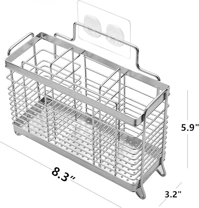 KESOL Stainless Steel Utensil Holder, Utensil Drying Rack with 3 Divided Compartments, Rust-Resistant Utensil Drying Basket, Silverware Drying Basket, Utensil Drainer for Dish Rack
