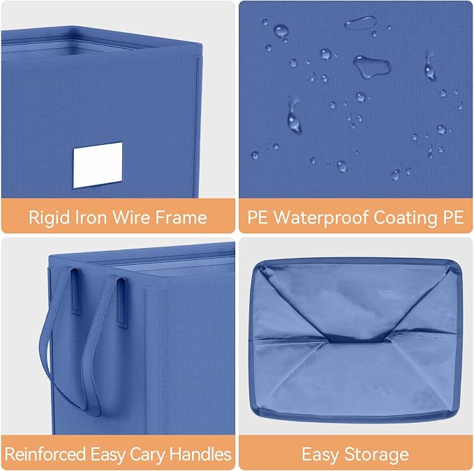 MCleanPin 210L Large Laundry Hamper Collapsible with 2 Washable Laundry Bags, Dirty Clothes Hamper, Laundry Basket with Handles Foldable Laundry Basket for Dorm College(Navy Blue)