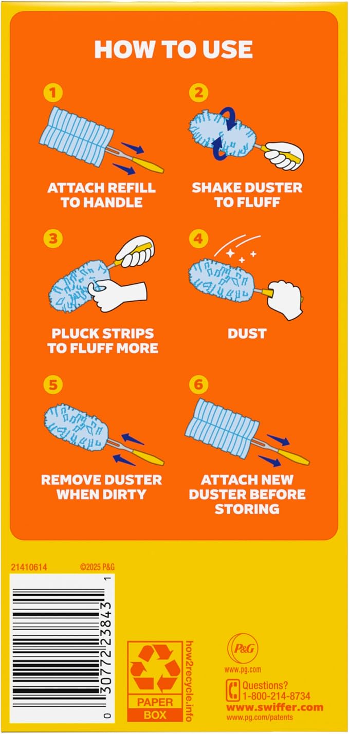 Dusters Refill for Cleaning, Feather & Microfiber Duster Disposable Alternative, for Dusting Furniture, Blinds, Ceiling Fans, Walls, Helps Remove Allergens, New Lemon Scent, 18ct