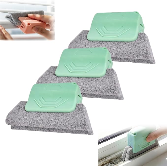 Magic Window Track Cleaner, 2026 New Handheld Window Groove Cleaning Brush Tool Set, Cleaner Brushes for Window lides Gaps Tile Lines Shutter Slats Car Vents & Narrow Gaps (3, Green)