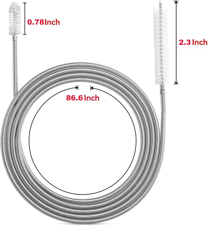 2 Pack 86 Inch Long Flexible Drain Brush, Sunroof Drain Cleaning Tool for Ice Maker, Refrigerator & AC Drain Line