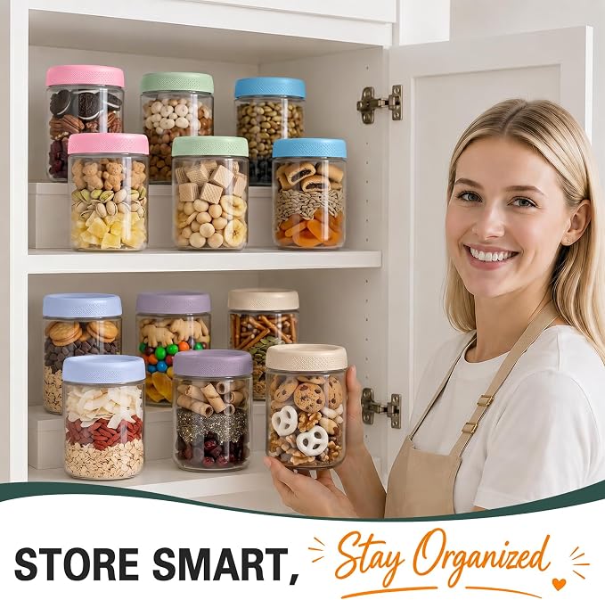 Mason jars 16 oz with lids, Chia Pudding Jars, Jar for Overnight Oats | Glass Jar with Lid, Parfait Cups with Airtight Lids, Glass Jars for Storage, Food, Chia, Pudding, fruit, on-the-go, 6 Pack