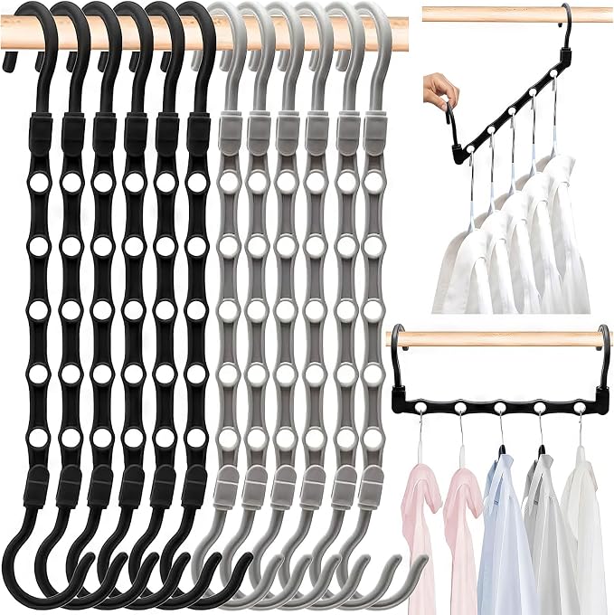 12 Pack College Dorm Room Essentials for Girls Guys, Closet Organizers | Closet Organizers and Storag, Stronger Space Saving Hangers Clothes Hanger, 5 Holes, Magic Home Organization