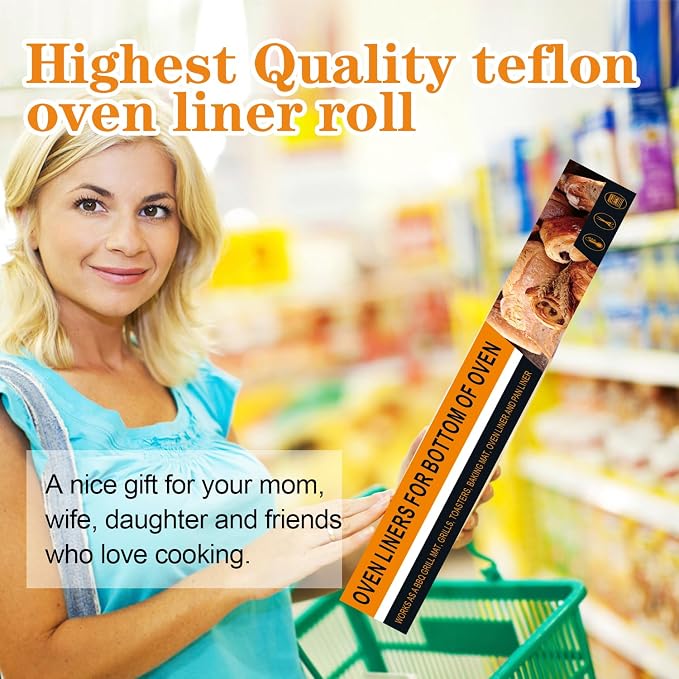 UBeesize 75 Inch Roll Reusable Copper Oven Liners for Bottom of Oven,Thick Heavy Duty Non Stick Teflon Oven Mats Cut to Custom Fit Electric, Gas, Toaster，Convection, Microwave Ovens and Grills