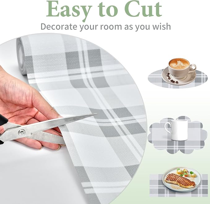 Drawer and Shelf Liner for Kitchen Cabinet: 12 in X 20 Ft Non Slip | Waterproof Shelf Paper Non Adhesive Refrigerator Liners Light Grey Lattice Easy Liners for Bathroom