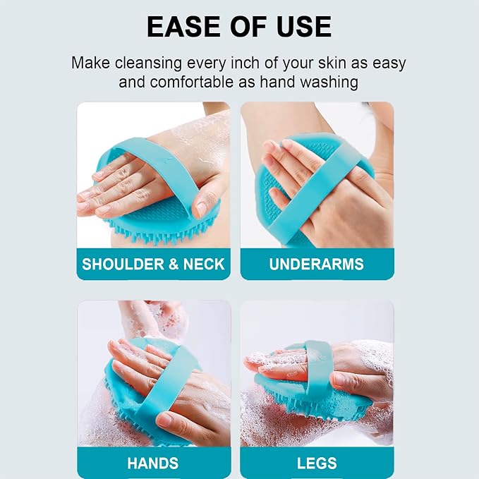Silicone Body Scrubber for Shower Men Women, Exfoliating Body Scrubbers for Use in Shower, Silicone Body Brush for Showering, Charcoal, Easy to Clean - Body Brush Buffer Scrubber for All Skin Types
