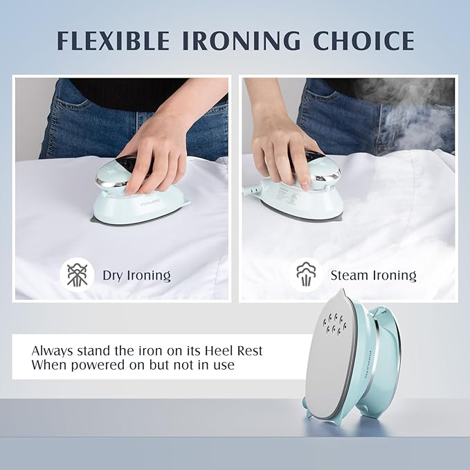 PIOMATIC Travel Iron Mini with Steam for Clothes with Dual Voltage, Portable Mini Ironing Machine with Non-Stick Soleplate, Small Iron for Sewing, Quilting and Handcraft
