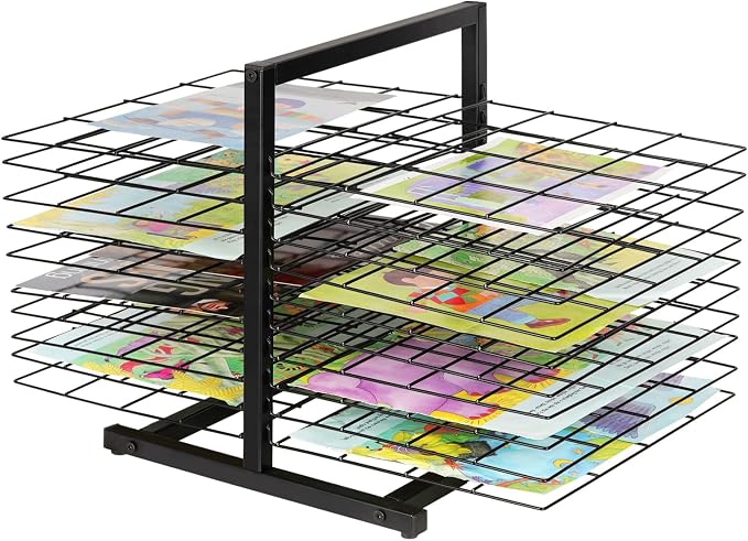 20 Shelves Art Drying Rack for Classroom, Paint Drying Rack, Black | Drying Rack Classroom, Metal Desktop, Artwork Storage Display for Classroom Painting Crafts