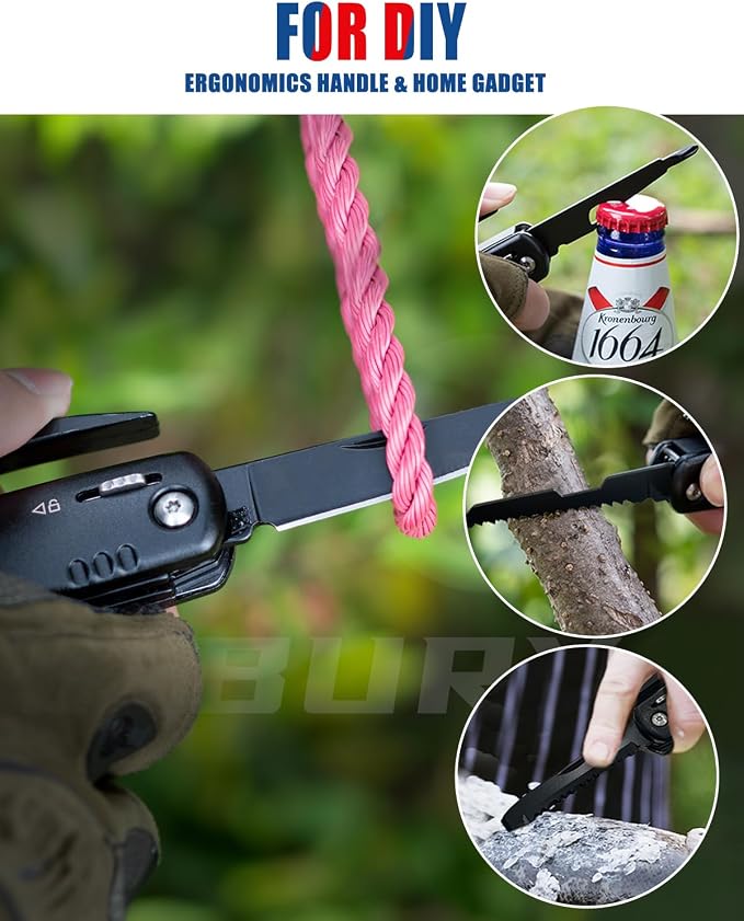 BIBURY Gifts for Men, 12 in 1 Hammer Multitool with 18 in 1 Snowflake Tool | Stocking Stuffers for Men, Camping Essentials Survival Tool, Safety Lock, Gifts for Him Dad Husband, Birthday Gifts for Men