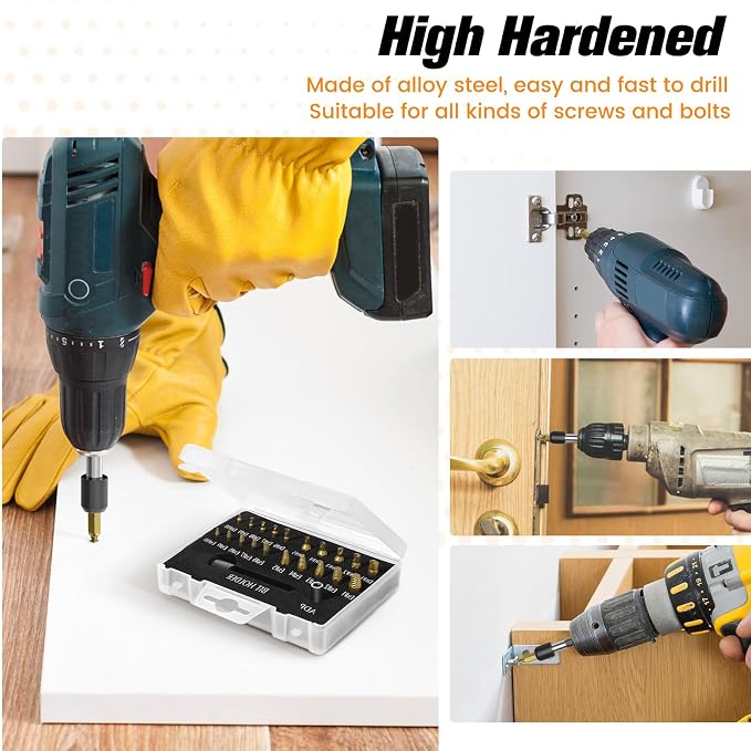 Nuovoware Damaged Screw Extractor Set, 22 PCS Stripped Screw Extractor Kit | All-purpose HSS Broken Screw Remover Set with Magnetic Extension Bit Holder & Socket Adapter, Gold