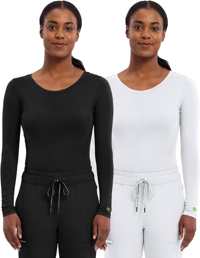Healing Hands Underscrub Long Sleeve Women Knits Scrub Tops | Soft Cotton Blend Knit, Breathable Stretch Comfort, Machine Wash, Easy Care Fabric, Ideal For Layering Under Scrubs