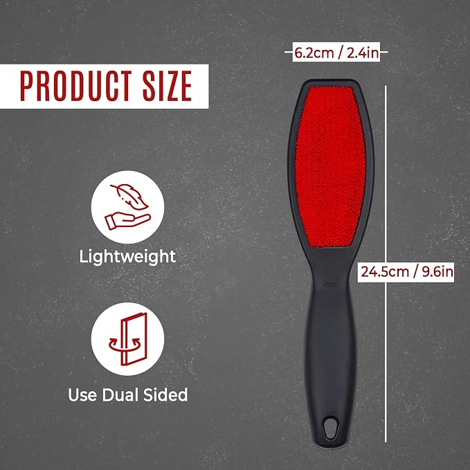 Bistras 2pk Double Sided Fabric Lint Brush with Comfort Grip Handle, Lint Remover for Clothes, Pet Hair, Fuzz, Dust, Furniture