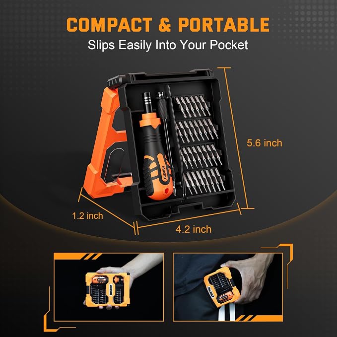 JAKEMY Portable Precision Screwdriver Set, 33 In 1 Mini Manual Screwdriver Set Include 30 Magnetic Screwdriver Bits, ESD Tweezer and Flexible Shaft for Computer, Phone, Watch, Eyeglass, PS5