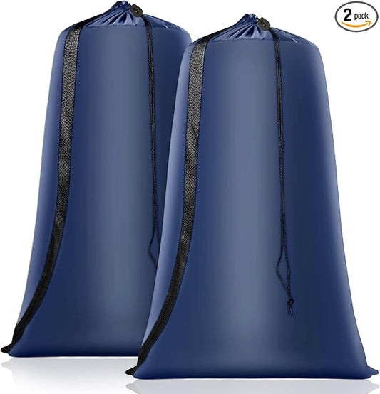 Heavy Duty Laundry Bag 2 Pack XL Nylon Laundry Bags with Straps, Washable Large Dirty Clothes Organizer with Drawstring Closure, Travel Washing Bag Fit a Laundry Hamper or Basket | Extra Large Laundry Bags, Drawstring Closure, Washable Large Dirty Clot...