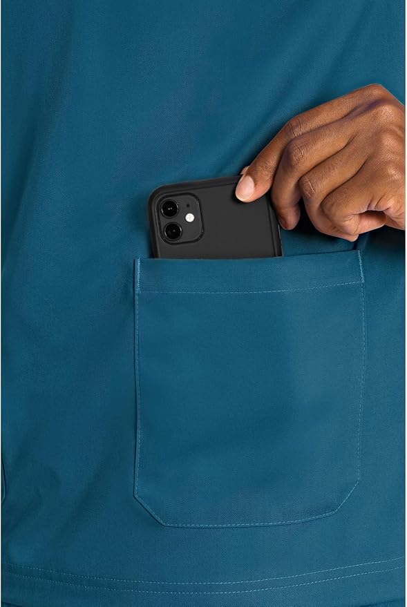 Med Couture Rothwear Touch Mens Scrubs Top 3 Pockets Modern Fit | 2-Way Stretch, Ultra-Soft Fabric, Lightweight Feel, Knit Details, Side Vents, Durable Construction, Easy Care