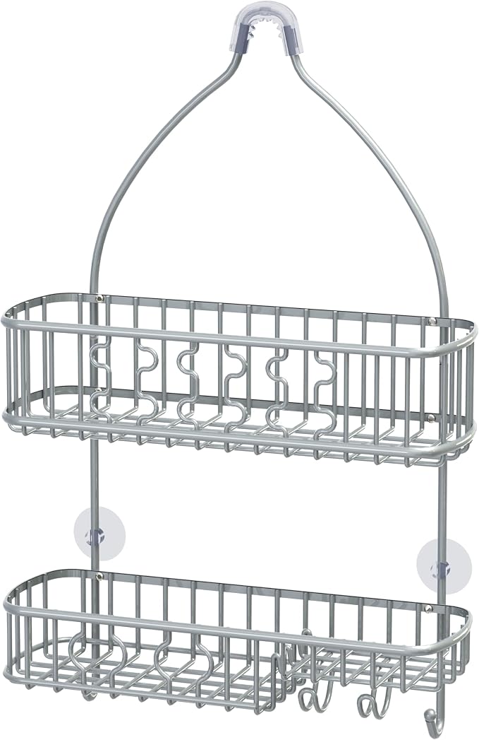 Simple Houseware Bathroom Hanging Shower Head Caddy Organizer, Silver | (26 x 16 x 5.5 inches)