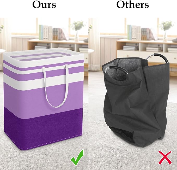 StorageRight Laundry Basket Hamper, 125L Collapsible Clothes Storage, Purple