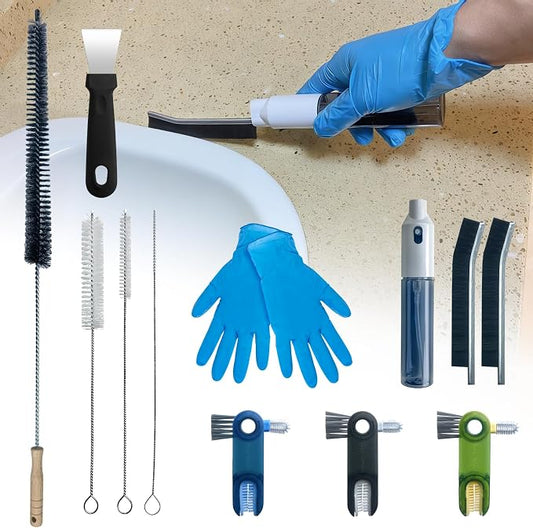 King Origin 12 PCS Home Crevice Cleaning Brush Set | Kitchen Bathroom Cup Lid Straw Dryer Vent Gap Cleaning Tools Household Cleaning Supplies