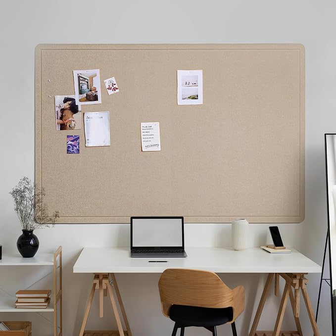 Felt Bulletin Board 72x48 inches, Decorative Pin Board for Home & Office | Cork Board Alternative for Wall with Push Pins, Display Mood Board for Photos, Notes & Reminders