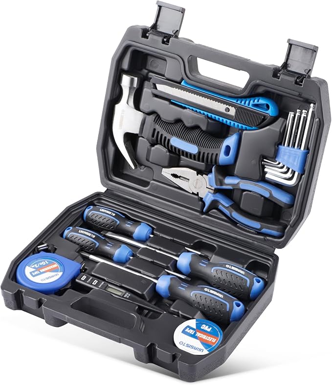 URASISTO 16-Piece kid Tool Set Basic Hand Tool Kit with Claw Hammer,Lineman's Pliers, Perfect for DIY, Home Maintenance, Age 14+