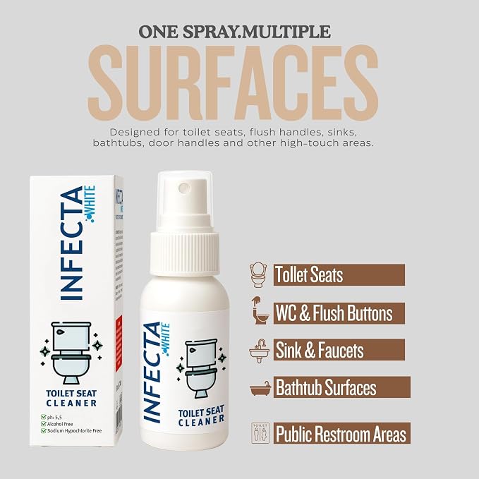 INFECTA WHITE – Toilet Spray, Travel Size Multipurpose Cleaning Spray (50 ml), All Purpose Cleaner for Toilet Seats, Bathtub, Fresh Scent, Bathroom Essentials & Mini Travel Toiletries (Pack of 2)