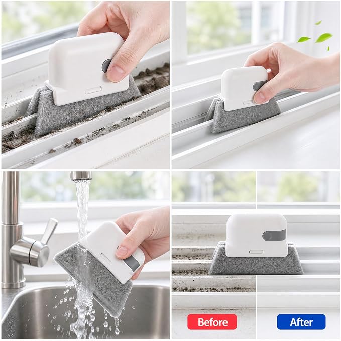 12pcs Magic Window Track Cleaner Tool, Sliding Door Tracks Cleaning Brush, Window Sill Seal Crevice Groove for Tile Lines Ac Vents Keyboards