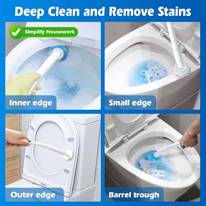 50 Count Disposable Toilet Wand Refills for Clorox, Upgraded Replacement Brush Heads Compatible With Most Toilet Wand Refill System - 5X Cleaning Power Toilets Bowl Cleaner with Exclusive Formula