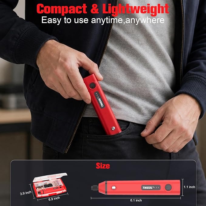 Mini Cordless Rotary Tool, Multi-Purpose Power Rotary Tool Kit (Red) | 67 Accessories, Variable Speed， USB-C Charger, for Engraving, Sanding, Polishing, Grinding, DIY Crafts