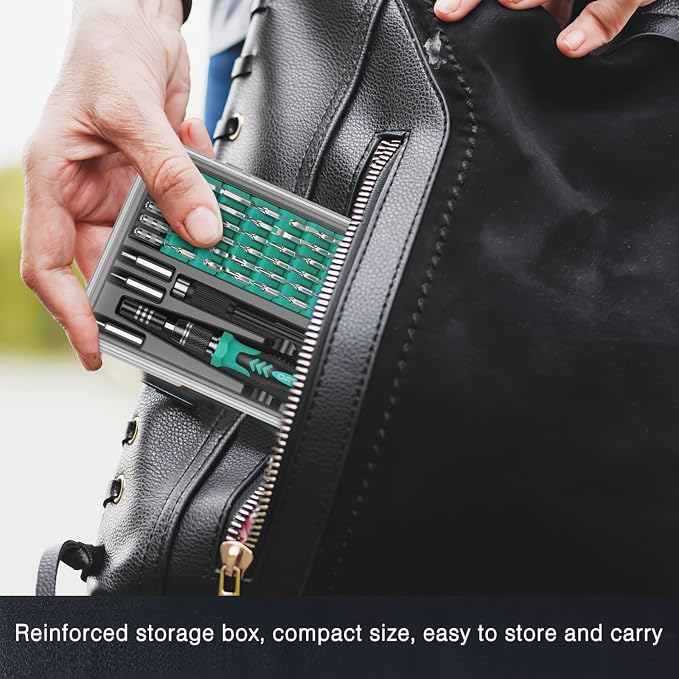ORIA Small Screwdriver Set, 61 in 1 with 57 Bits Precision Screwdriver Set, Mini Repair Tool Kit with Extension Rod for Smartphone, Game Console, Tablet, PC, Green